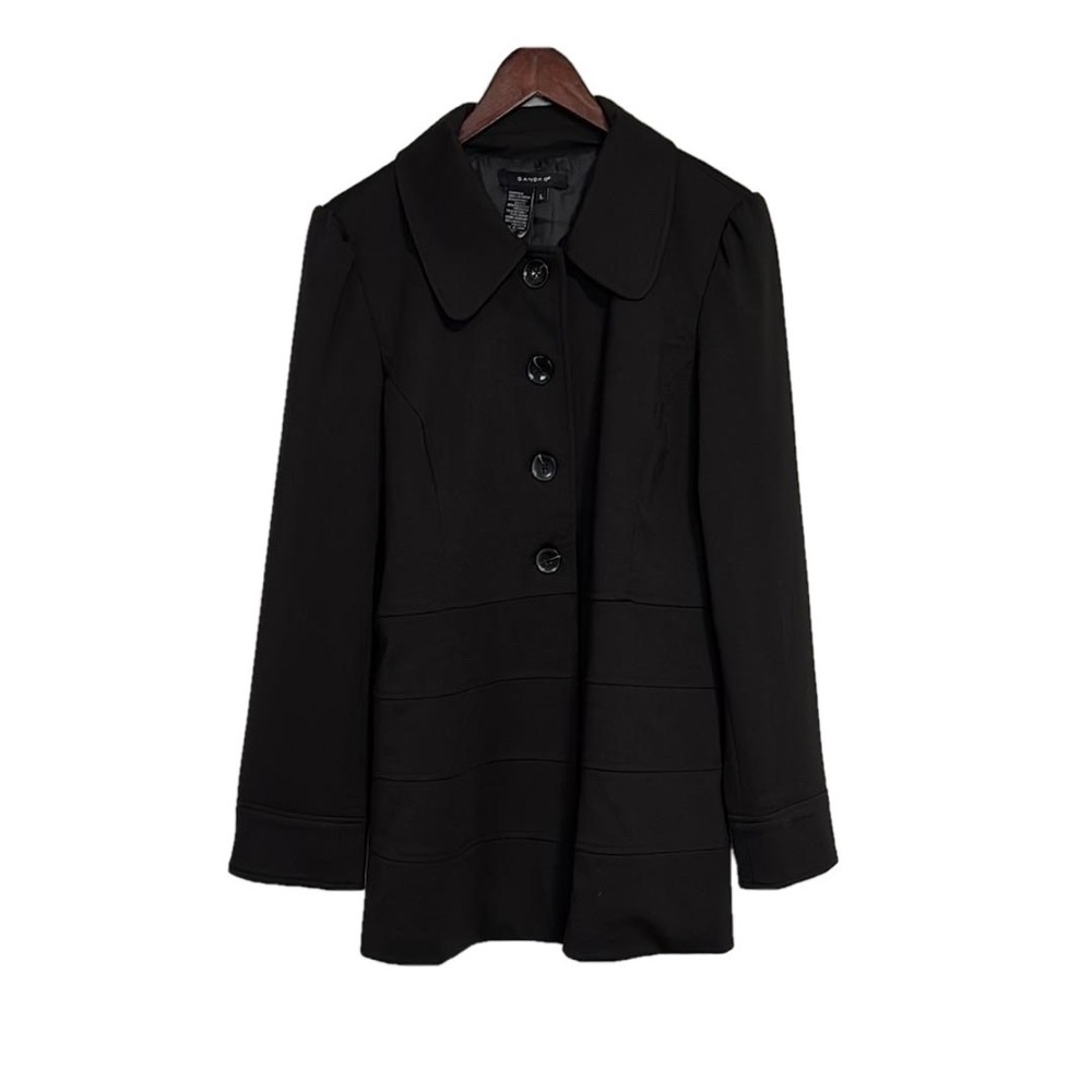 Sandro Lightweight Jacket Button Front Size Large Black - Picture 2 of 11